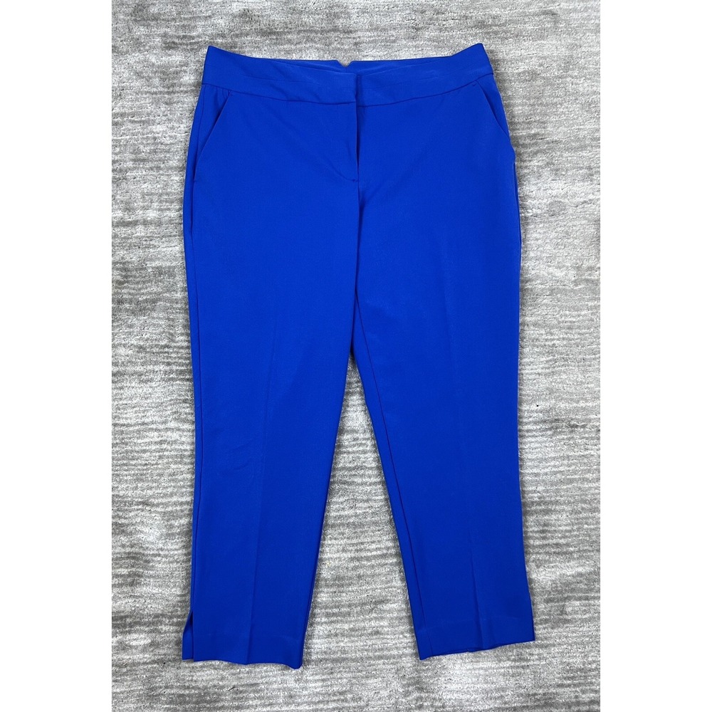 Worthington Dress Pants Womens‎ 12 Blue Ankle Slim Stretch Trousers Office Slits